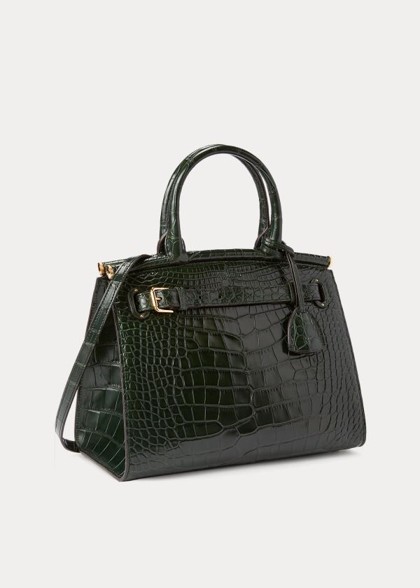 Bolsos De Mano Ralph Lauren Mujer Verdes - Alligator Medium RL50 - HOKEC2105